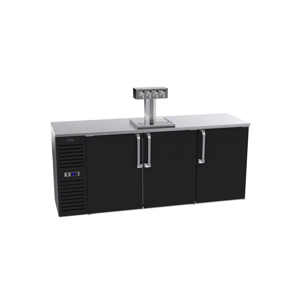 Krowne DB84 84" W x 25" D Black Keg Cooler, 4‑Tap Tower, 4‑Keg Capacity, 30‑40°F, 115V 1/3 HP