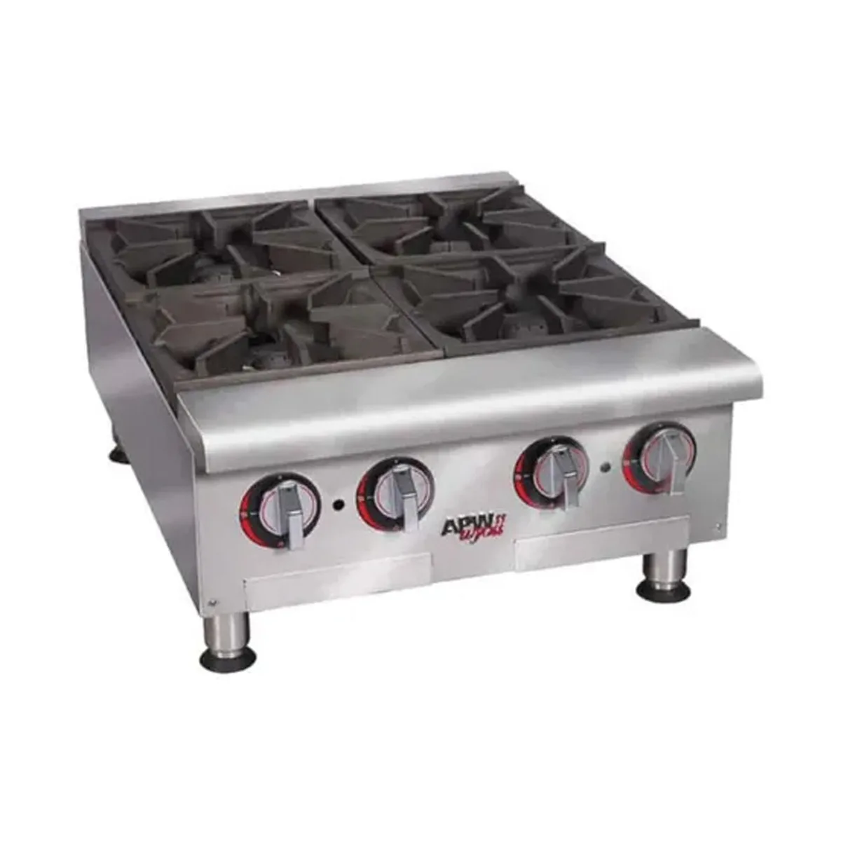 APW Wyott GHP-4S 24" Countertop Gas Hotplate with (4) Burners, Manual Controls, 66.000 BTU