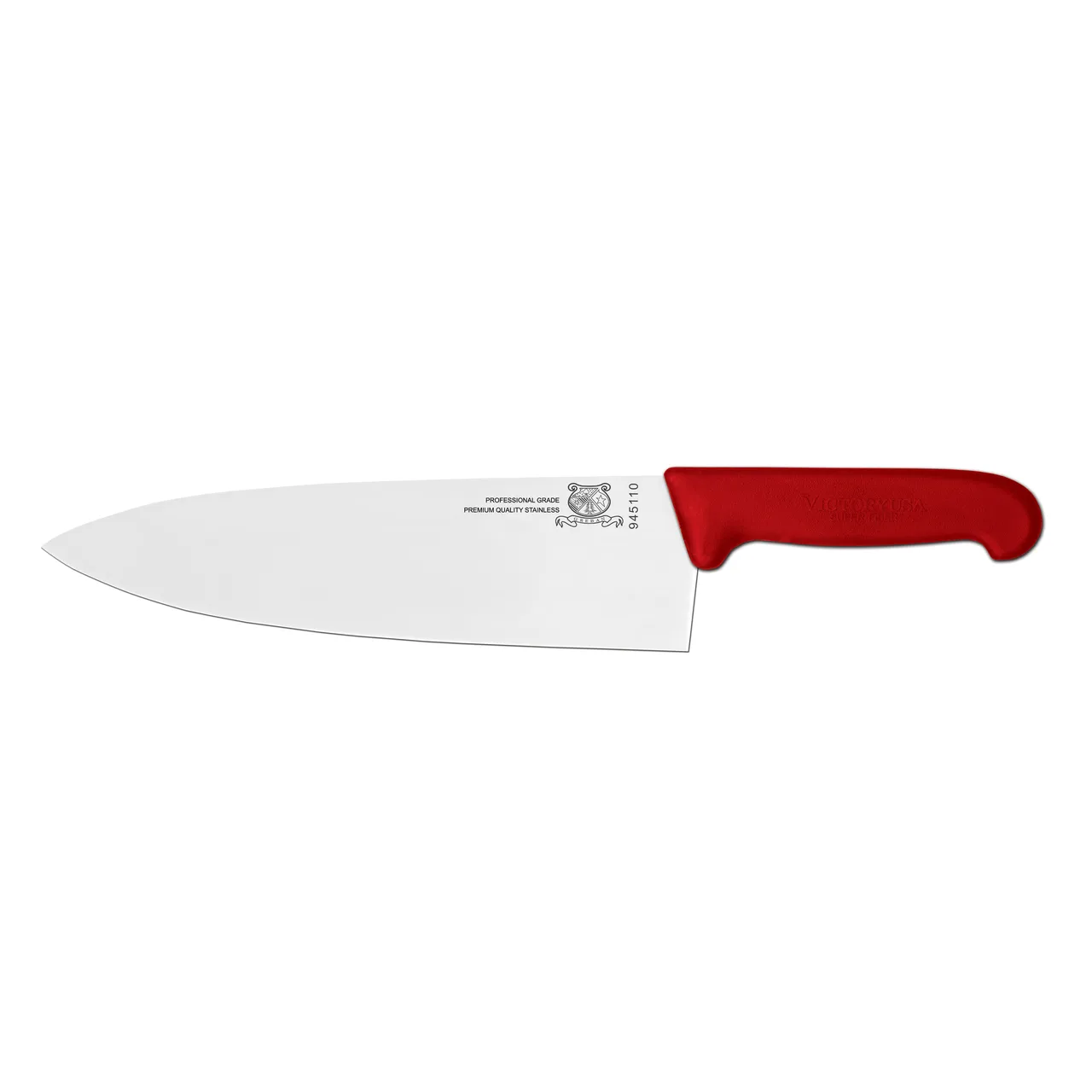 Omcan USA 23880 Chef Knife – 10" Stamped Medium Blade, Stainless Steel, Red Plastic Handle