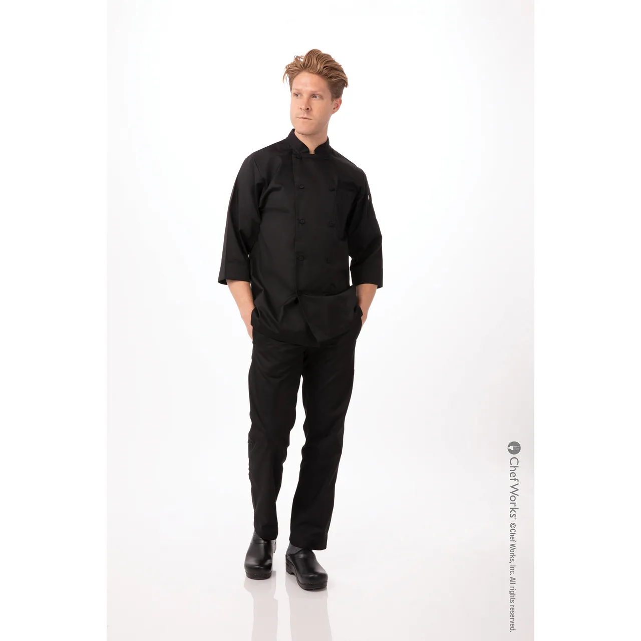 Chef Works JLCL-BLK-4XL Morocco Chef Coat, Black, 4XLarge, Poly/Cotton Twill, 3/4 Sleeve