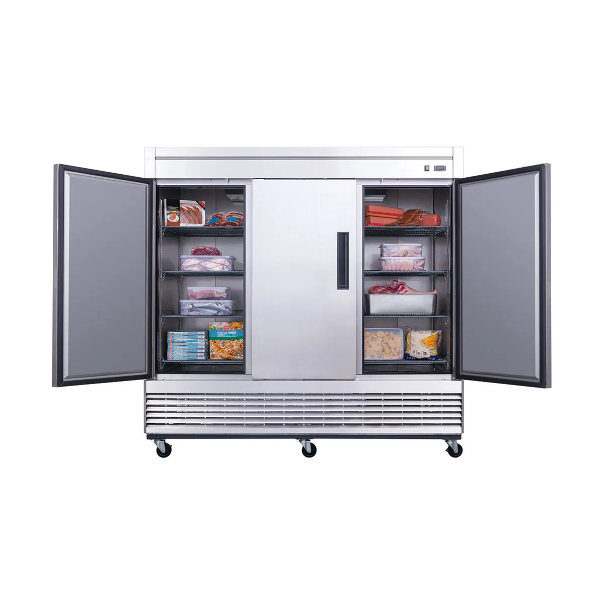 Dukers Appliance Co D83F 82" 3-Solid Door Reach-In Freezer, Bottom Mounted, 64.80 cu. ft.