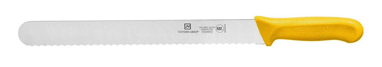Thunder Group SLKF418YW Slicer, 12" Blade, Wavy Edge, Yellow Polypropylene Handles