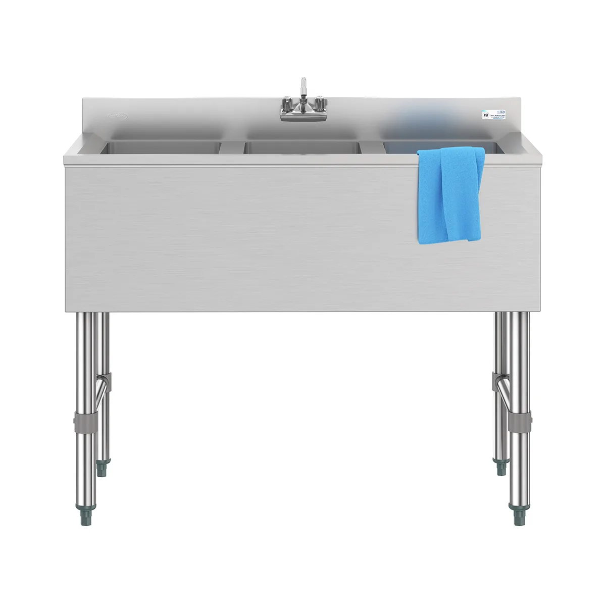 Koolmore SBR3B38-320 38" Underbar Sink Units, 3 Compartment without Drainboard