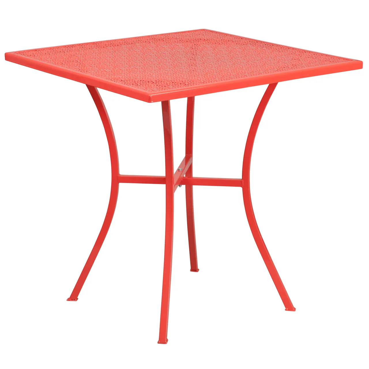 Flash Furniture CO-5-RED-GG 28x28 Square Patio Table, Steel, Coral, Powder Coat Finish