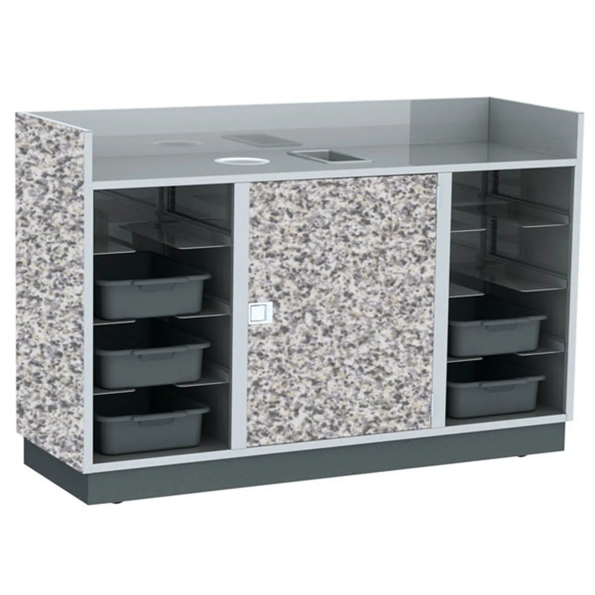 Lakeside 4618 Mobile Bussing Station, 70"W, Stainless Steel, Plastic Laminate Finish, 5" Swivel Wheels