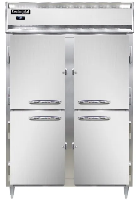 Continental Refrigerator D2RNPTHD-SD-GD 2-Section Pass-Thru Refrigerator, 50 cu. ft., 8 Half Doors, Solid & Glass
