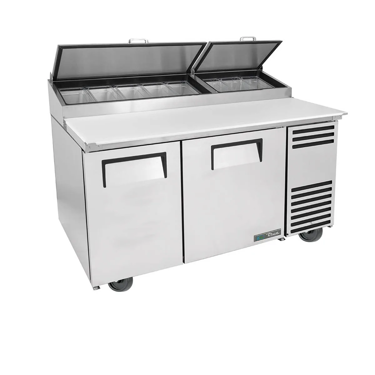True TPP-AT-60-HC 60" Refrigerated Pizza Prep Table w/ 2 Doors, (8) 1/3 Pans