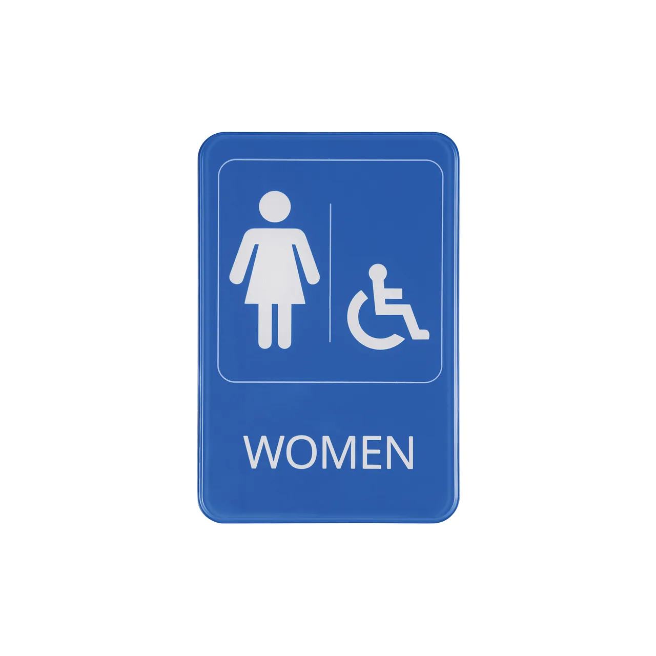 CAC China SCE9-WO09 Compliance Sign 6" x 9" H Women Eng Heavy Duty Plastic Blue Pressure Tape