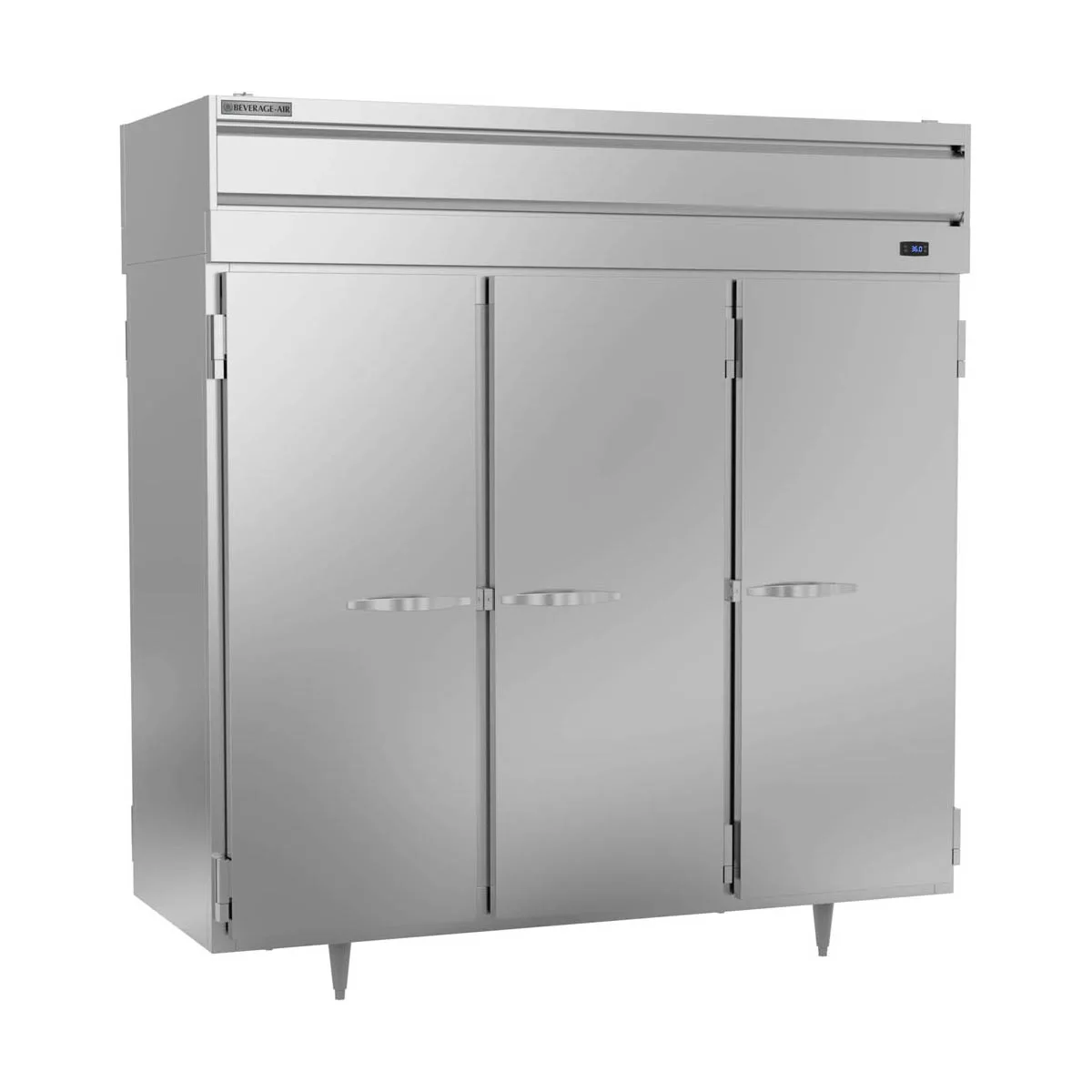 Beverage Air PRD3HC-1AS 78" 3-Section Pass-Thru Refrigerator w/ 6 Solid Full-Doors, Top Mounted, 74 cu. ft.