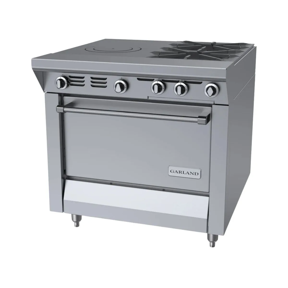 Garland US Range MST54R-E 34" Gas Heavy Duty Range w/ (2) Open Burners, (1) Front Fired Hot Top, (1) Standard Oven, 155.000 BTU