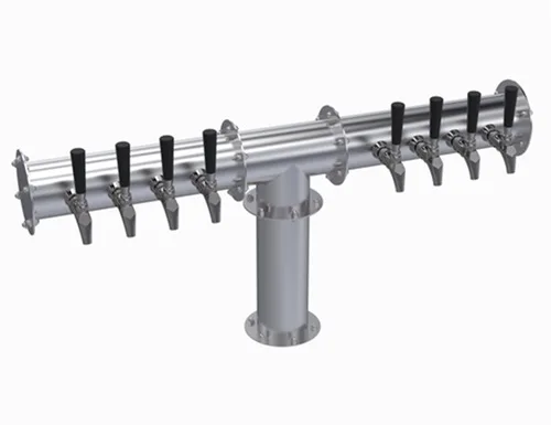 Krowne KPTH-8A T-Head Tap Tower, 37-3/4" OA Length, Stainless Steel Finish, 8-Tap Beer