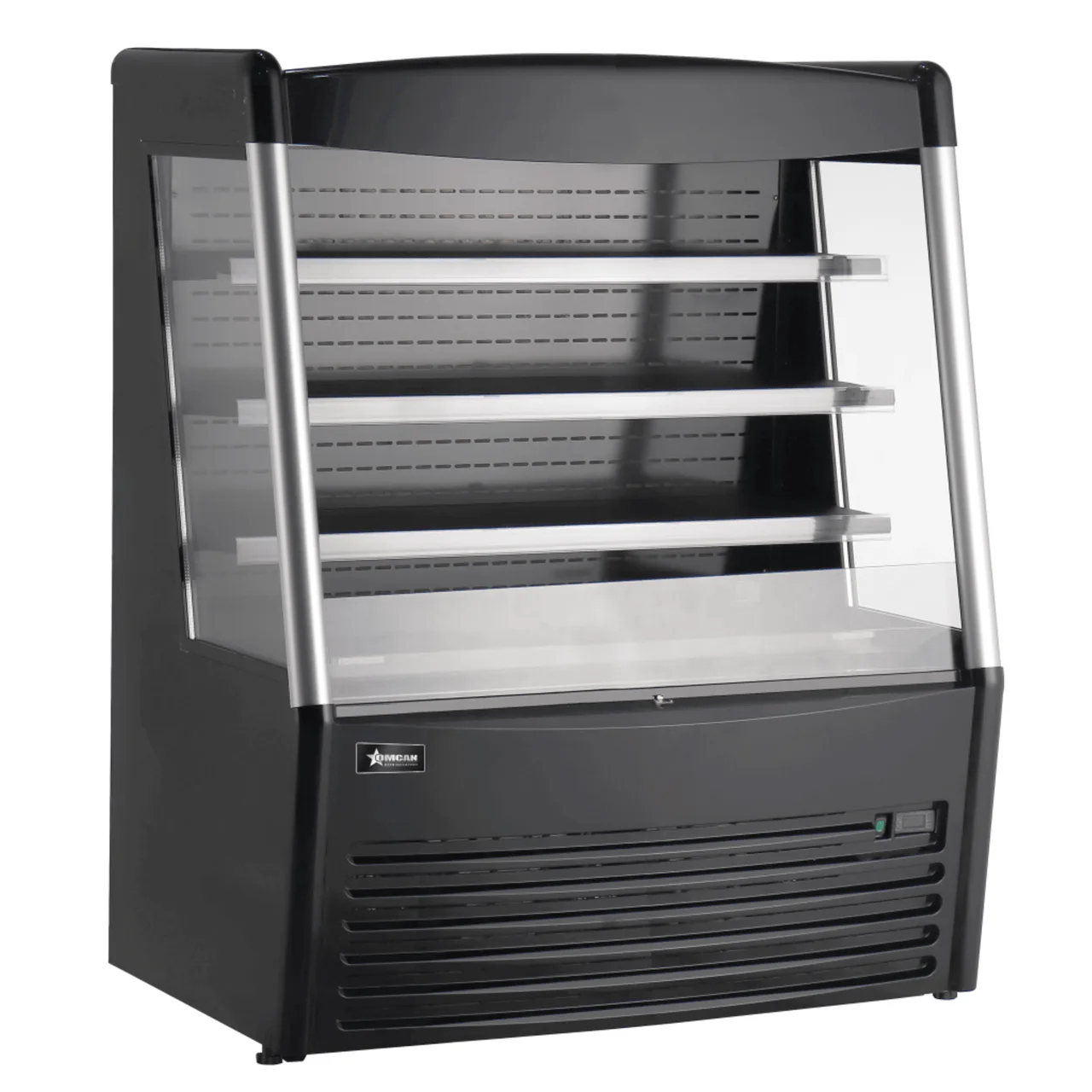 Omcan USA 48272 48" Vertical Open Air Merchandiser in Black, Self-Contained, 3 Shelves, 15 cu. ft.