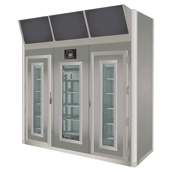 Omcan USA 45344 Maturmeat 400kg Meat Dry Aging Cabinet, 100" W, 3 Swing Glass Doors, 5,150W 380V, 304 Stainless Steel