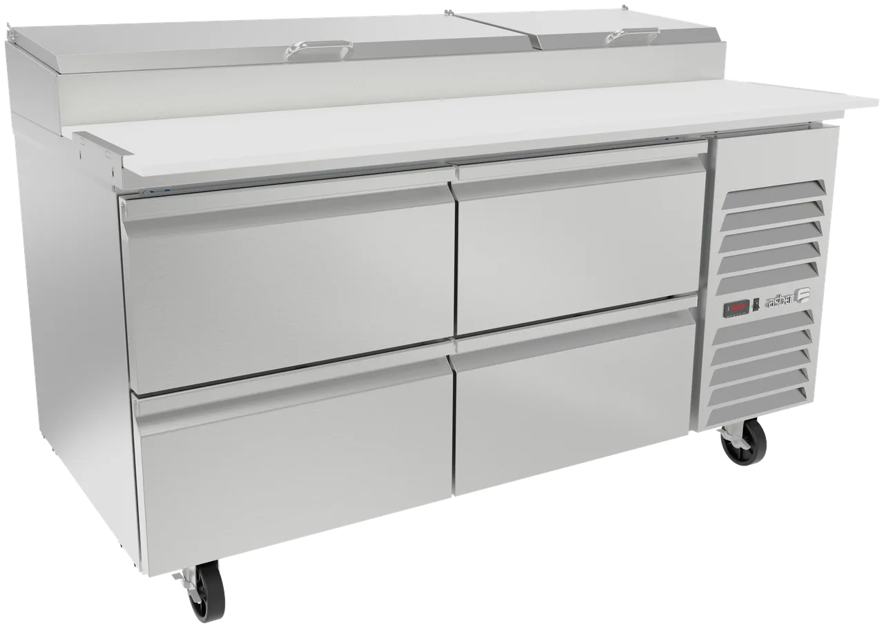 Asber APTP 67 D4 67.5" Wide 4-Drawer Pizza Prep Table, 9 Pans