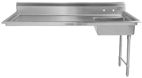 Omcan USA 40192 62" Undercounter Soiled Dishtable - 8" Splash, 20"x20" Sink / Left to Right