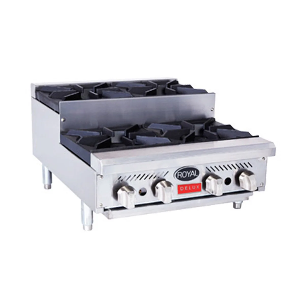 Royal Range of California RDHP-36-6SU 36" Countertop Step-Up Gas Hotplate with (6) Burners, Manual Controls, 180.000 BTU