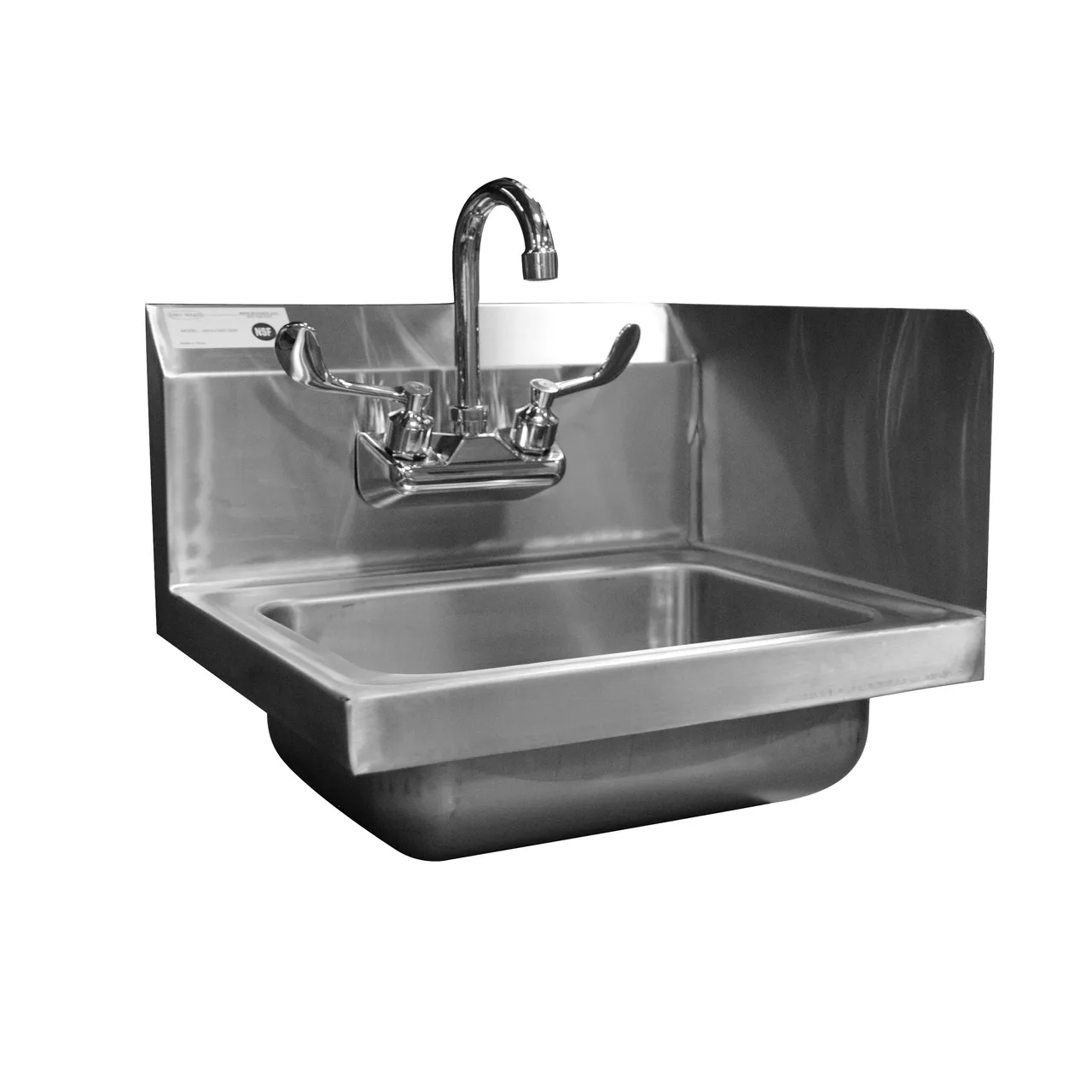 Serv-Ware HS10-CWP-SSR 12" Wall Mounted Hand Sink with Wrist Faucet - 18 g / Back & Right Splashes