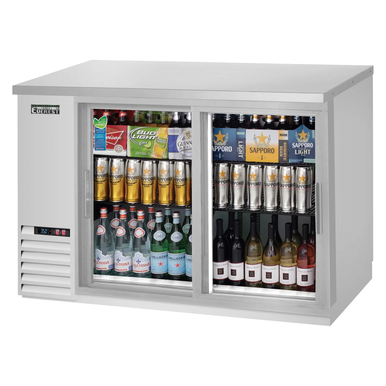 Everest EBB48G-SD-SS 49" Two Section Back Bar Cooler with Glass Door, 13.0 cu. ft.