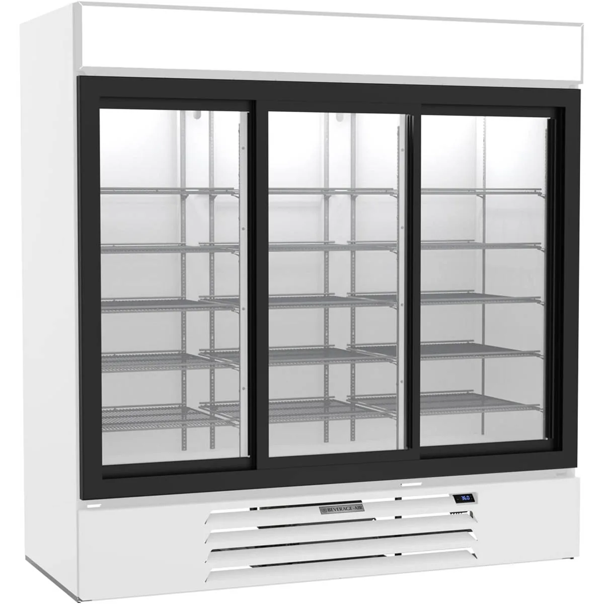 Beverage Air MMR66HC-1-W 75" Three Glass Door Merchandiser Refrigerator in White, 64.4 cu. ft.