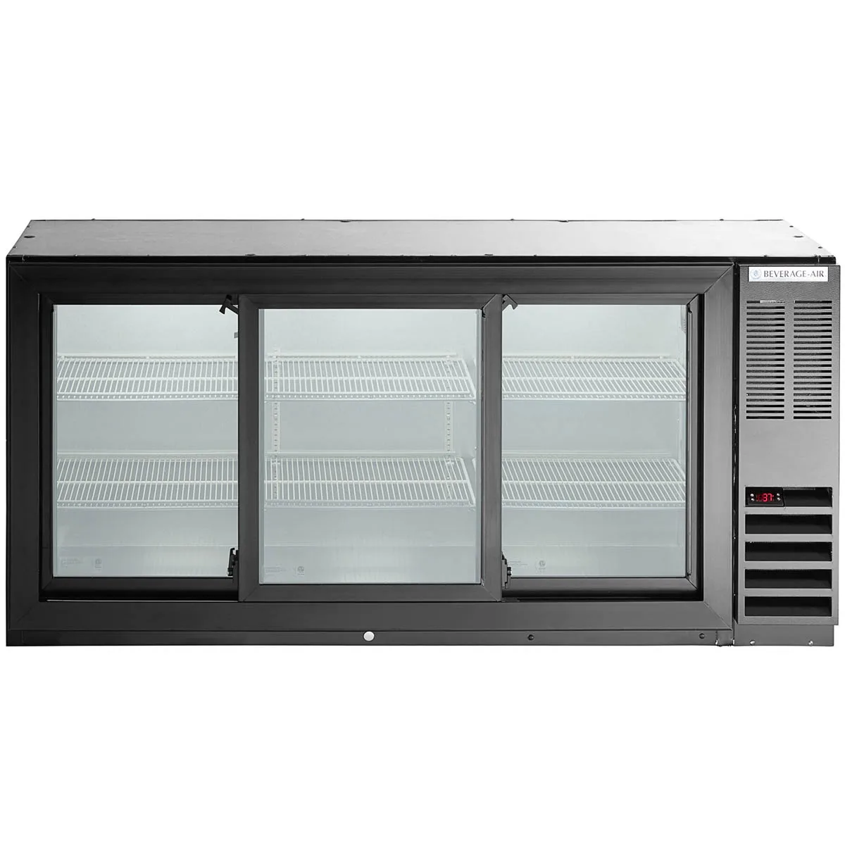 Beverage Air BB72HC-1-GS-B 72" 3 Section Black Back Bar Cooler with Glass Door