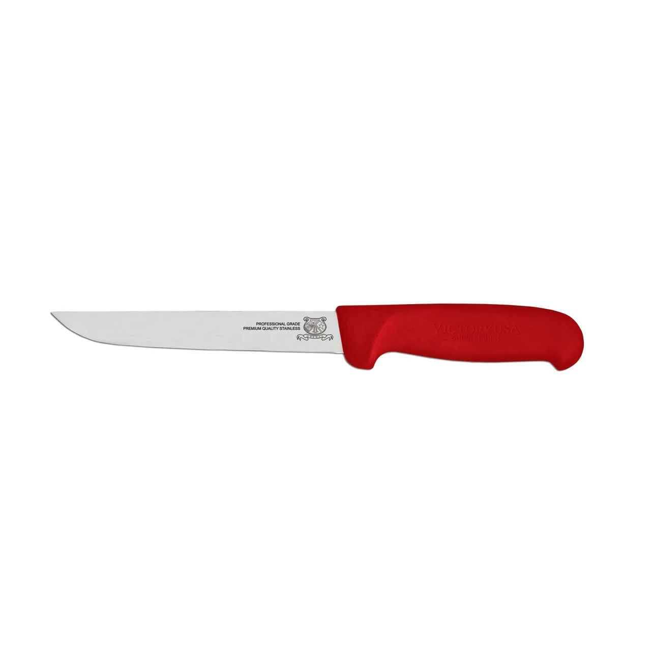 Omcan USA 23868 Boning Knife – 6" Straight Stainless Steel Blade, Stamped, Red Plastic/Poly Handle
