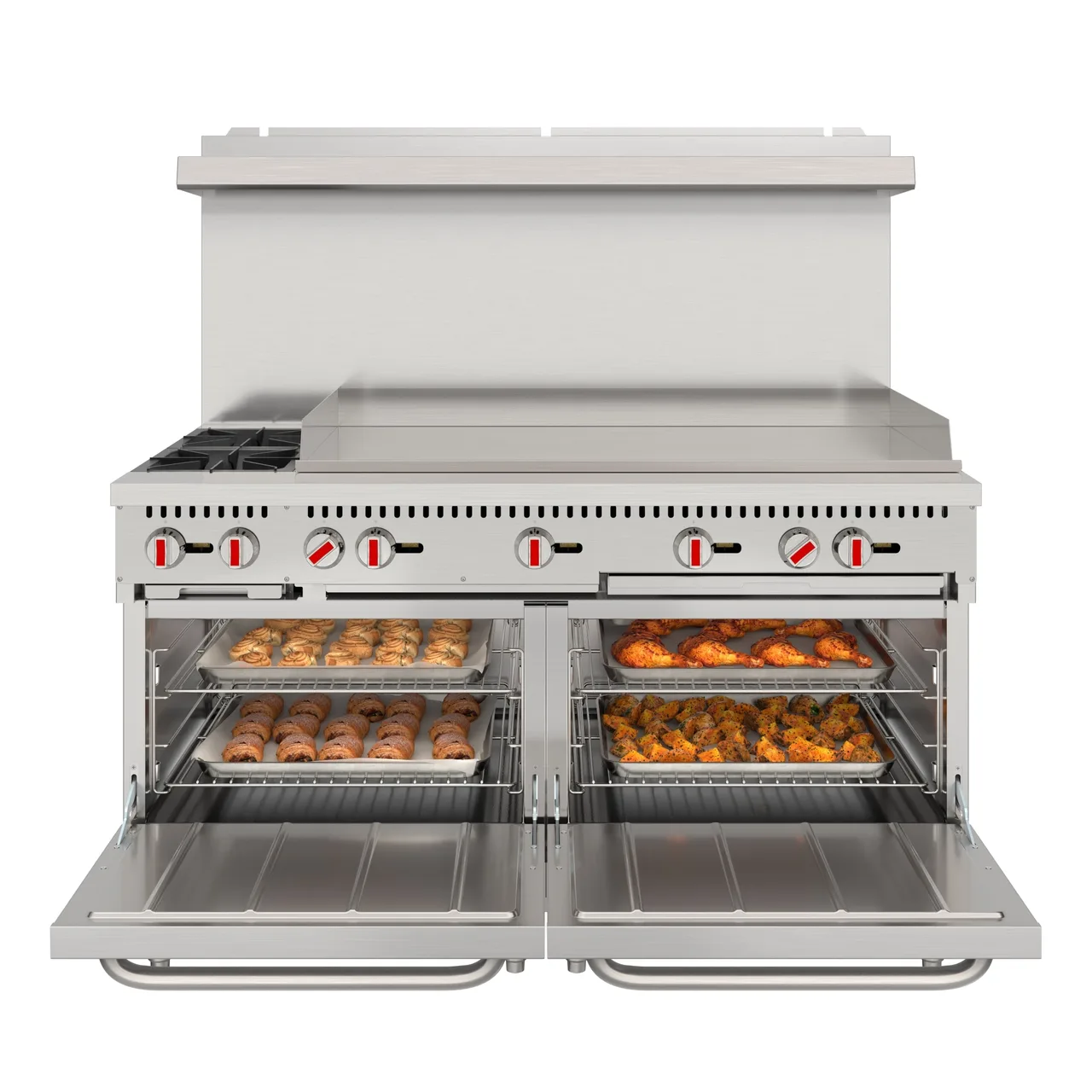 Koolmore KM-CRG482-NG Commercial Range, 60"W, (4) 20, 000 Btu Burners
