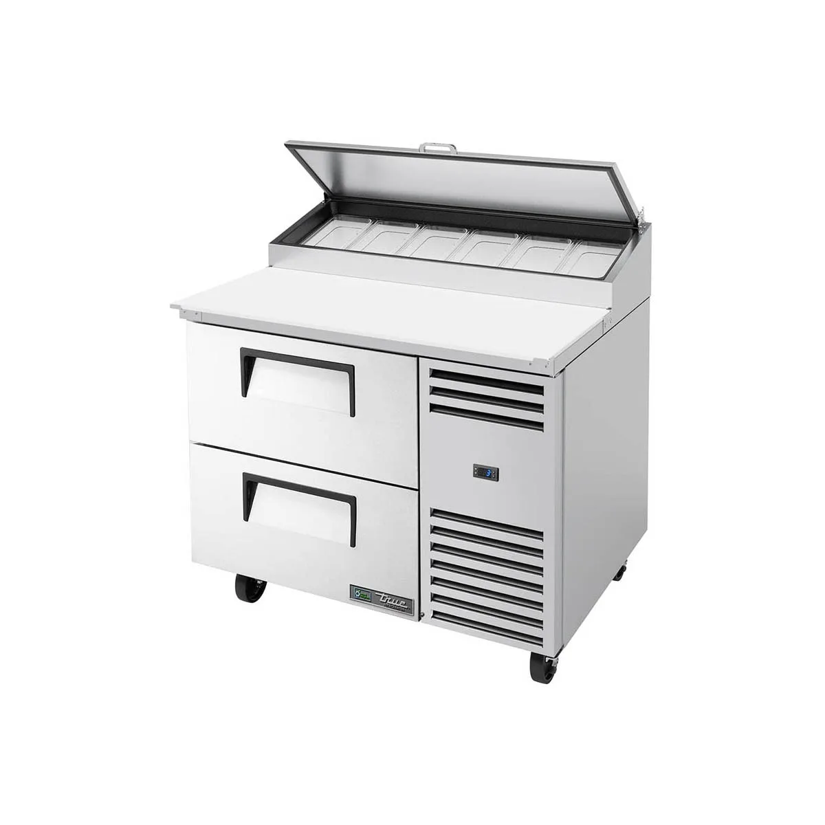 True TPP-AT-44D-2-HC~SPEC3 44" Refrigerated Pizza Prep Table w/ 2 Drawers, (6) 1/3 Pans