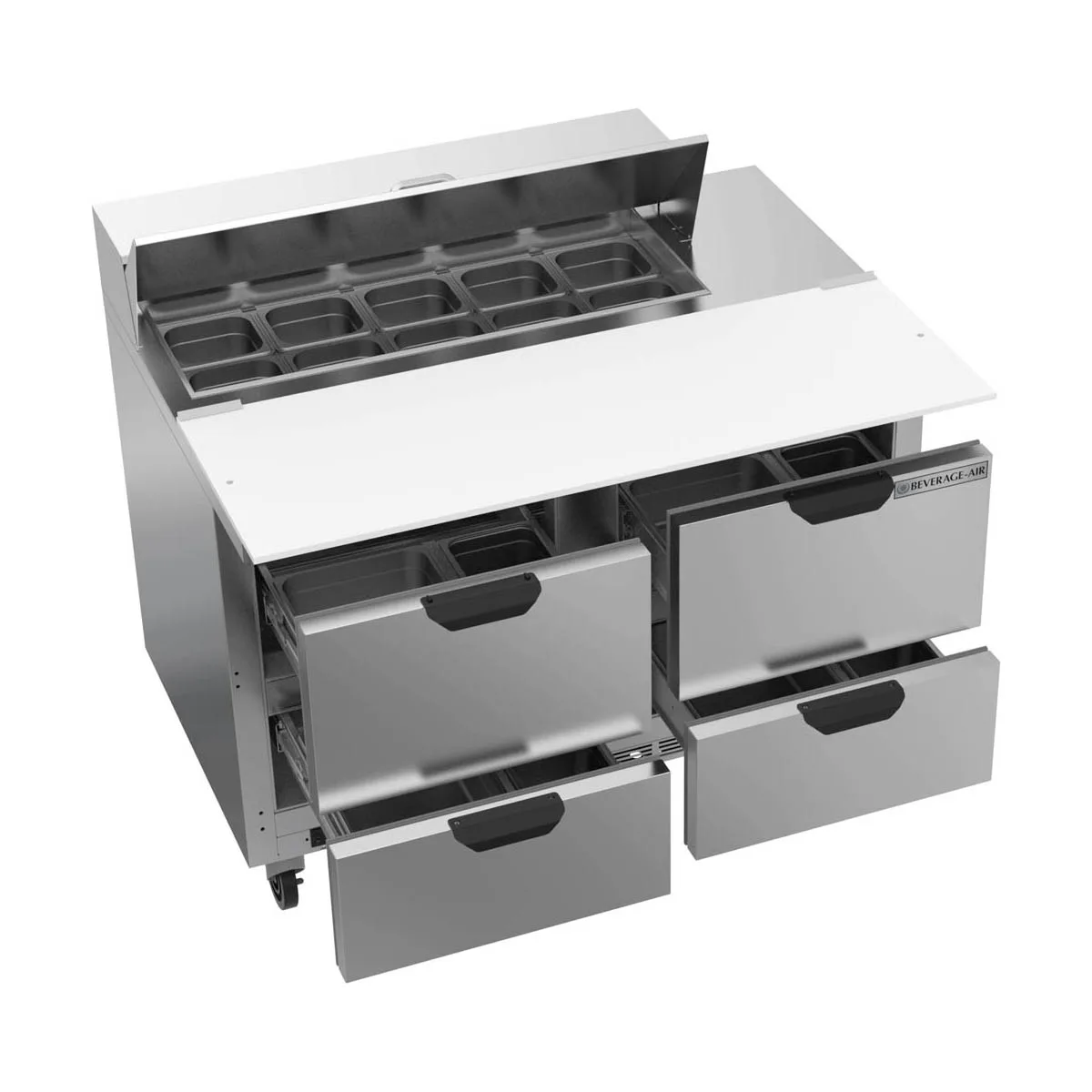 Beverage Air SPED48HC-10C-4 48" Two Section Sandwich/Salad Prep Table w/ 4 Drawers, 10 Pans