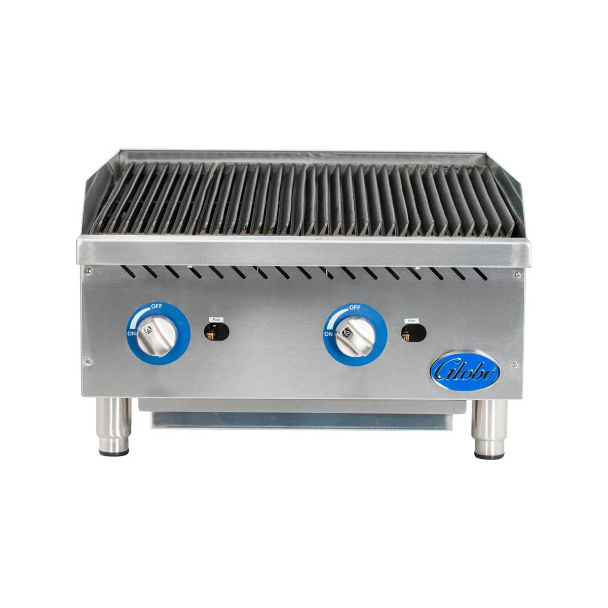 Globe GCB24G-RK 24" Countertop Gas Lava Rock Charbroiler w/ (2) Burners, 80.000 BTU