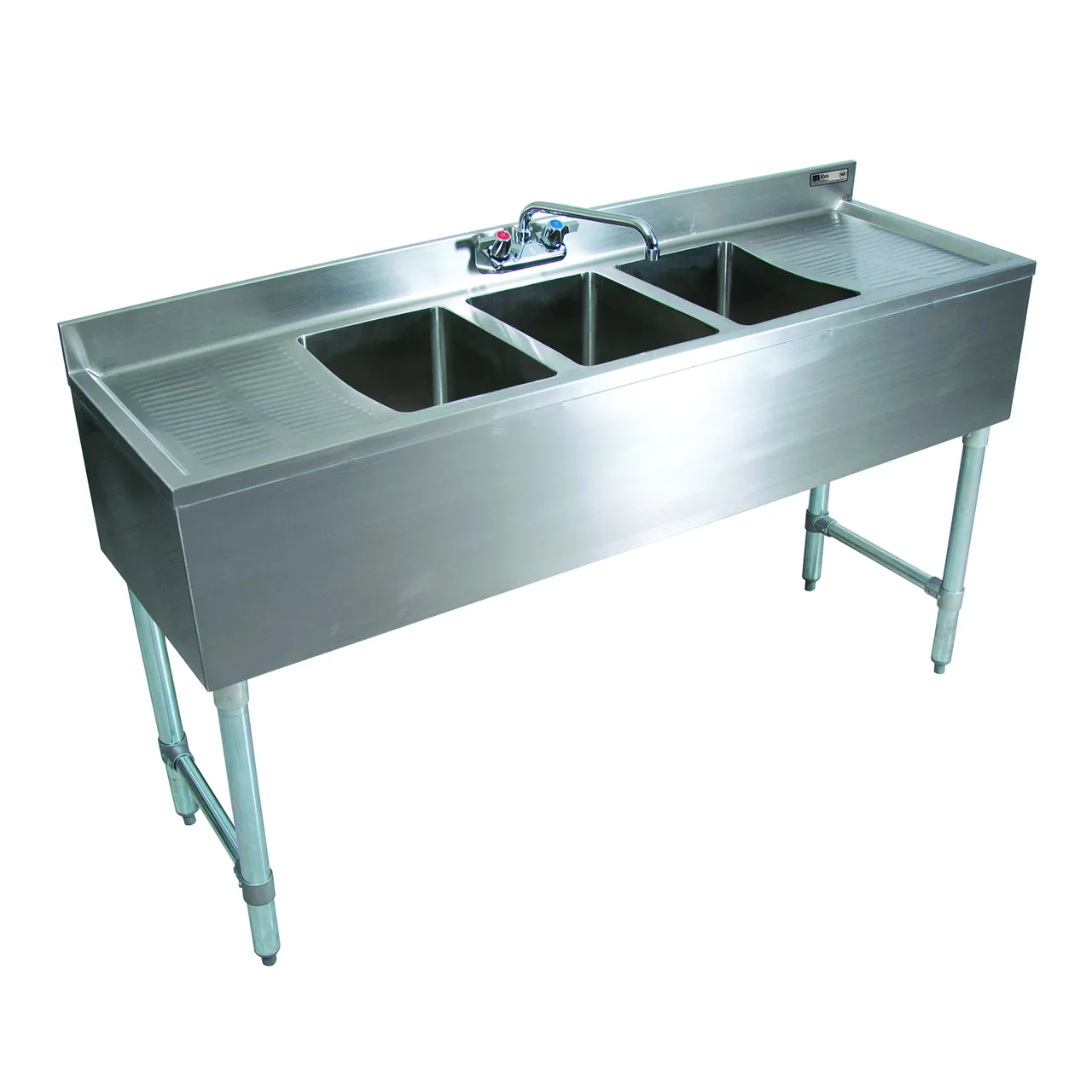 John Boos UBS3-1872-2D18 72" Underbar Sink Units, 3 Compartment with 2 Drainboards