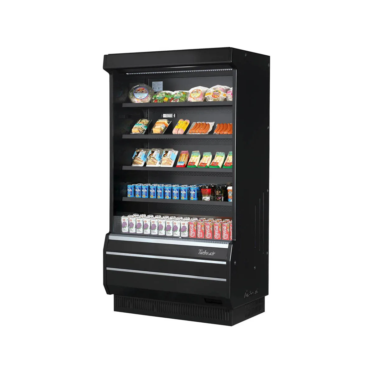 Turbo Air TOM-40B-SP(-A)-N 39" Vertical Open Air Merchandiser in Black, Self-Contained, 4 Shelves