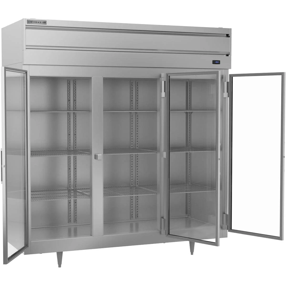 Beverage Air PF3HC-1BG 78" 3-Section Reach-In Freezer w/ 3 Glass Doors, Aluminum Interior, 68 cu. ft.