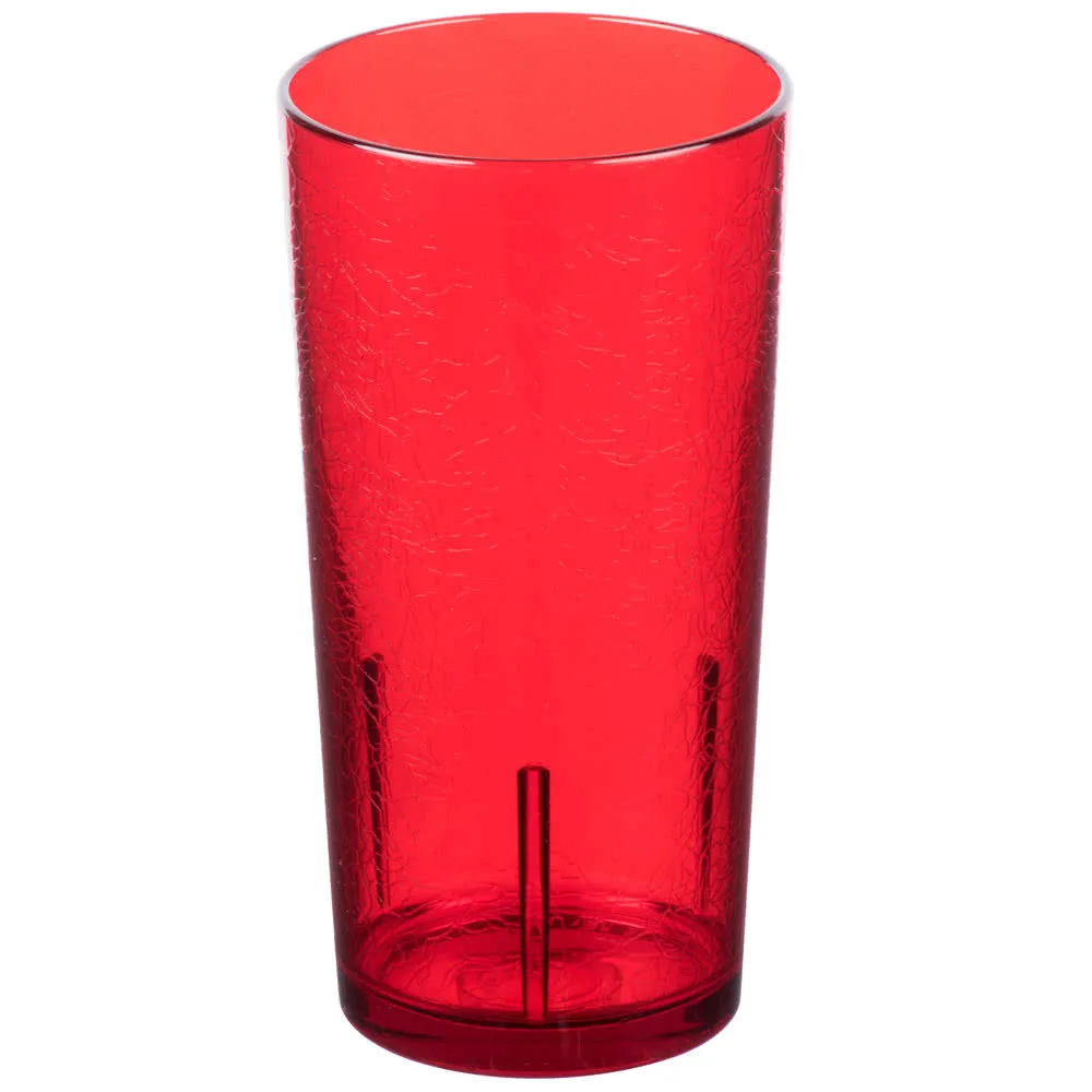 Cambro D24156 Del Mar Tumbler, 24 oz Ruby Red Crackled SAN, 3-7/16" Top Dia, Lightweight, Stackable