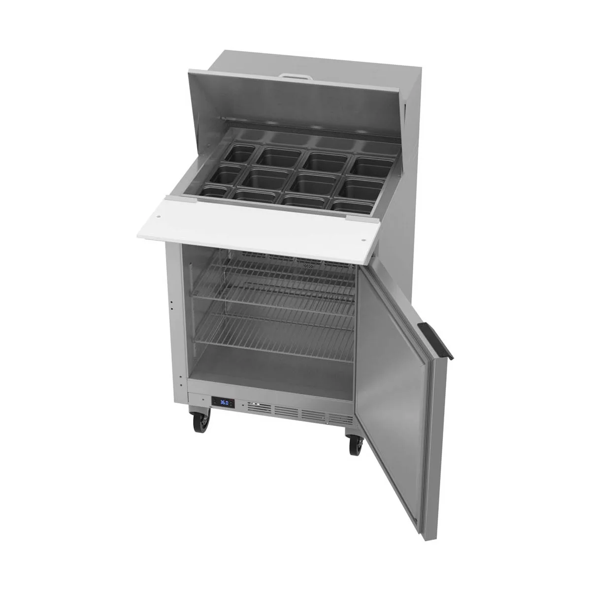 Beverage Air SPE27HC-12M 27" Mega Top Sandwich/Salad Prep Table w/ 1 Door, 12 Pans, 6.75 cu. ft.