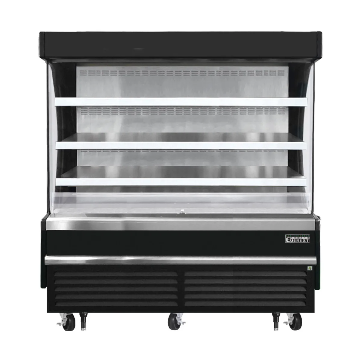 Everest EOMV-72-B-28-S 73" Vertical Open Air Merchandiser in Black, High Profile, 3 Shelves, 19 cu. ft.