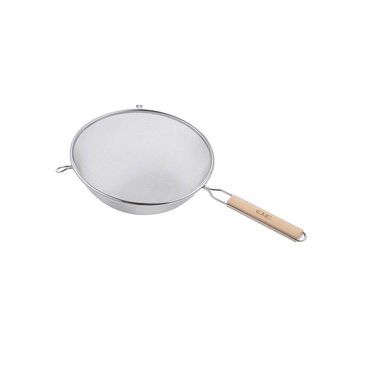 CAC China SSTR-11S Mesh Strainer, 11" Dia., Single Layer Stainless Steel Mesh, Wood Handle