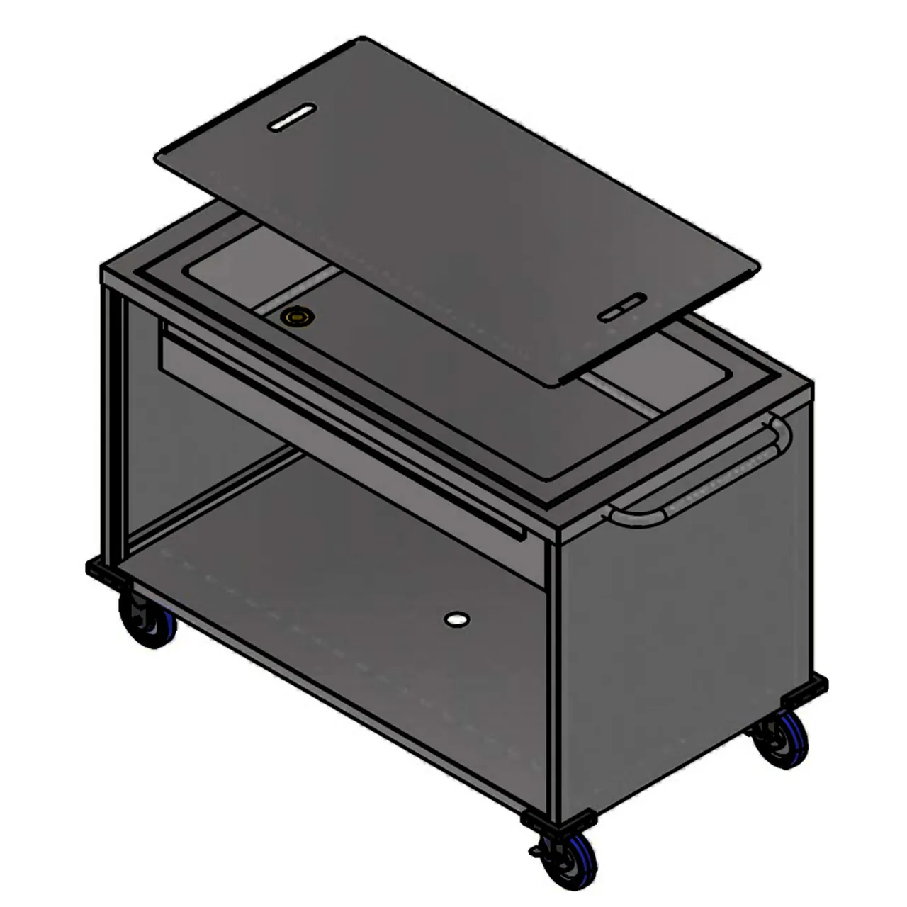 Winholt SS-BC-2748-INSULIB Ice Cart, 28.6" W × 53.2" L × 34.75" H, SS 8" Drain Valve, 12" × 20" Pans