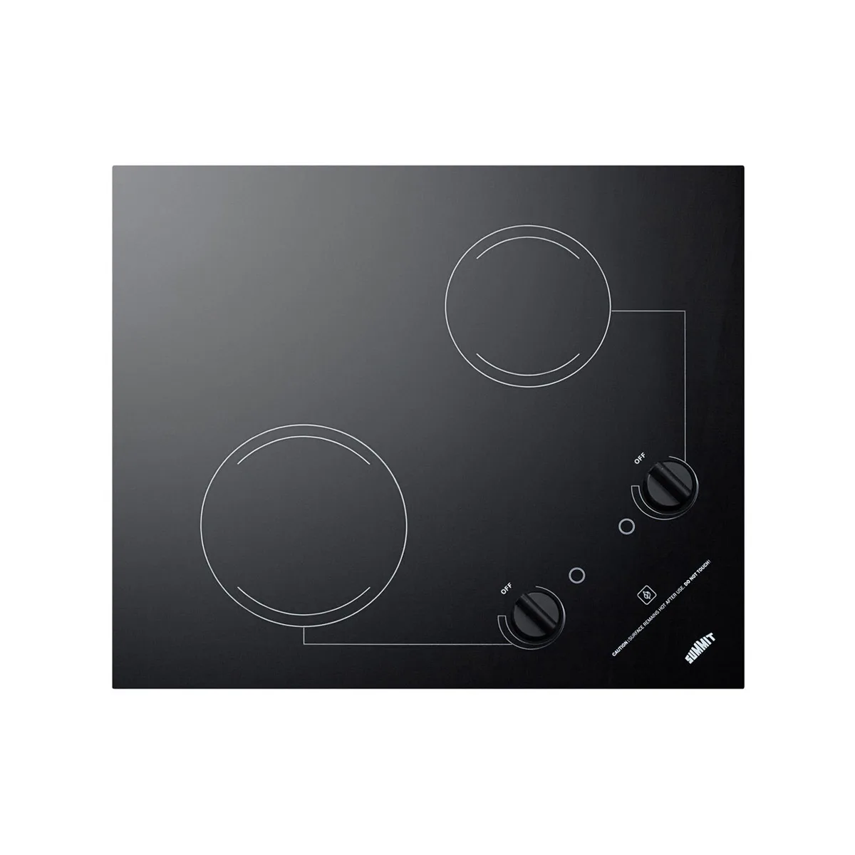 Summit CR2B223G 21" Electric Radiant Cooktop w/ (2) Burners, Black Ceramic Glass, 3.0 kW, 230v
