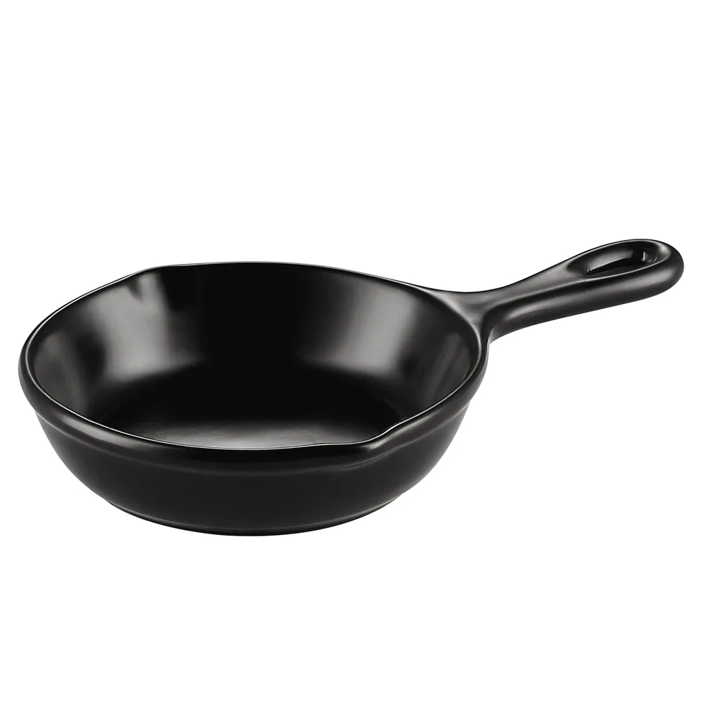 CAC China T-FP24-BLK Skillet, 24 oz (11‑3/4" L x 7‑1/4" W x 2" H) Black Ceramic, Safe - 1 Dozen
