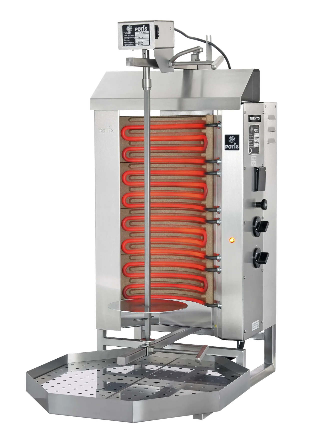 Omcan USA 49063 36" Electric Gyro Machine, 66.13 lbs, (2) Individual Controlled Infrared Burners