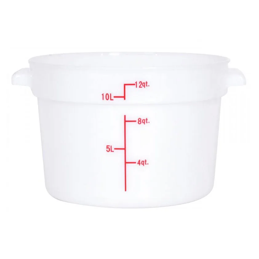 Omcan USA 80234 Food Storage Container – 12 Qt Round Polypropylene White, No Lid