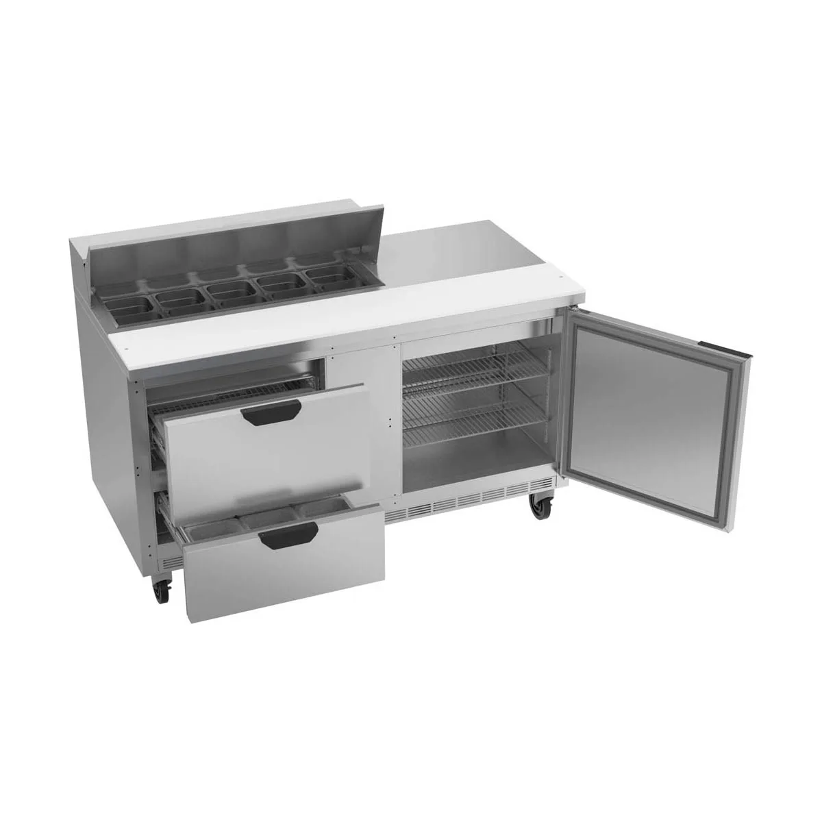 Beverage Air SPED60HC-10-2 60" Two Section Sandwich/Salad Prep Table w/ 2 Drawers & 1 Door, 10 Pans