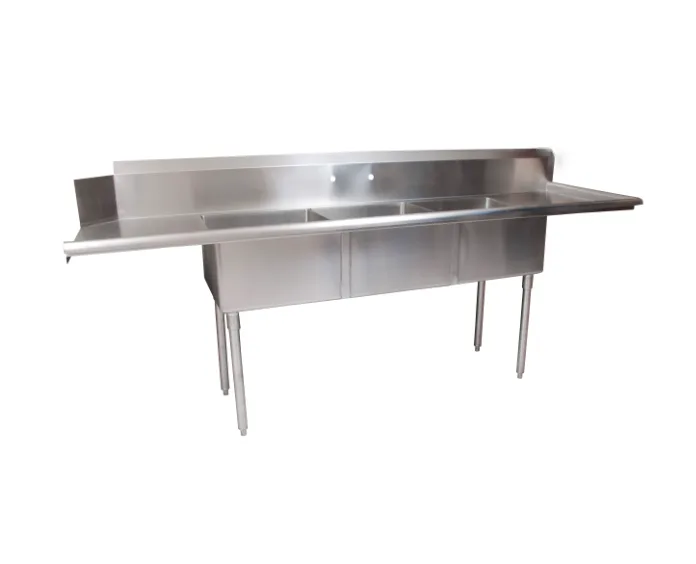 Klinger's Trading SDT32020DR 30" Straight Soiled Dishtable w/ Right Table, 3 Bowls, 2 Fauce Holes
