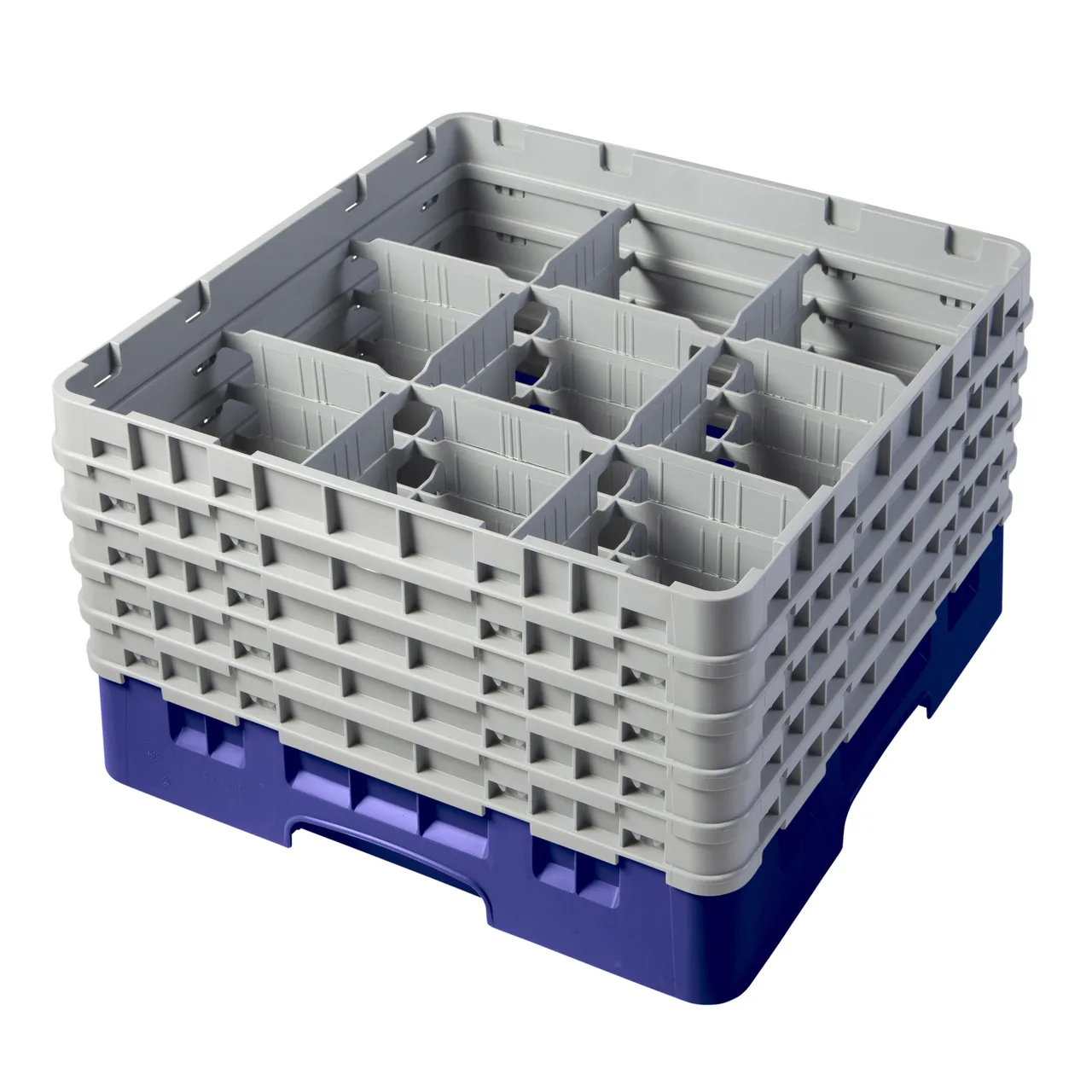 Cambro 9S958186 Camrack Glass Rack, Navy Blue, Full Size, 19-3/4 x 19-3/4, 9 Compartments, 5-7/8 Max Dia, HACCP Compliant