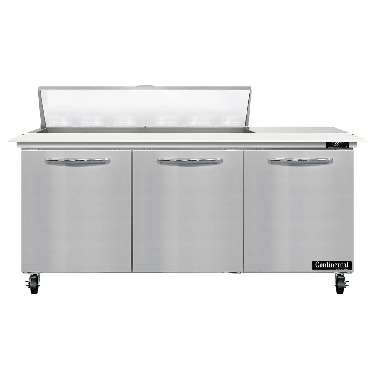 Continental Refrigerator SW72N12C 72" Sandwich / Salad Prep Table w/ 3 Doors, 12 Pans