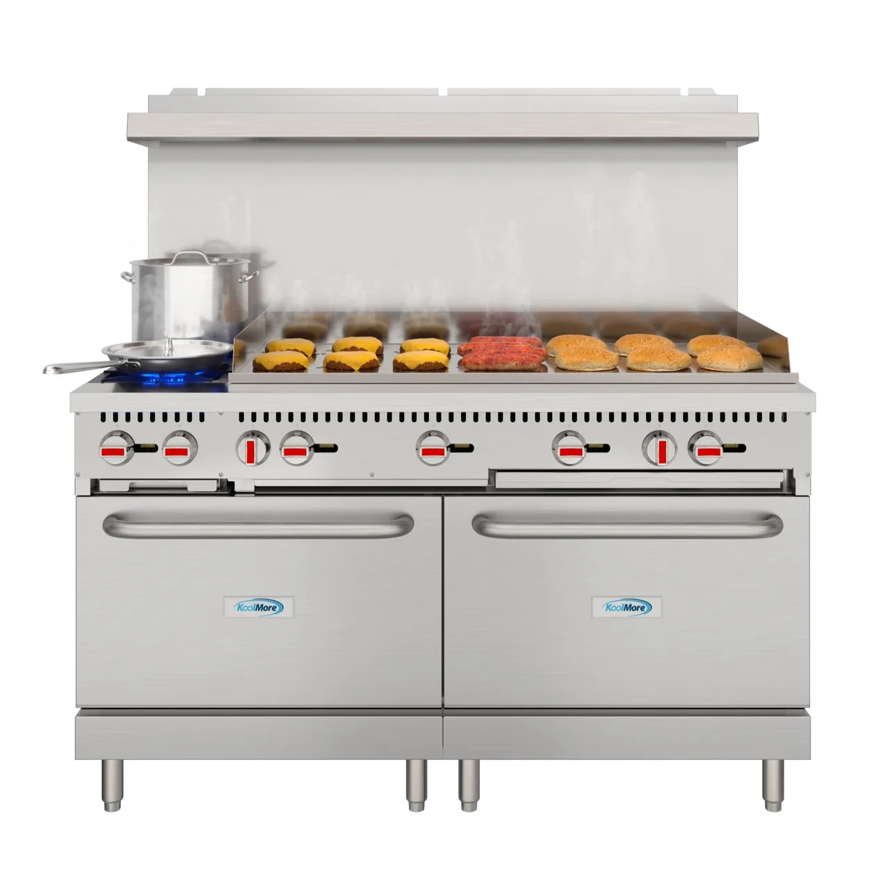 Koolmore KM-CRG482-NG Commercial Range, 60"W, (4) 20, 000 Btu Burners