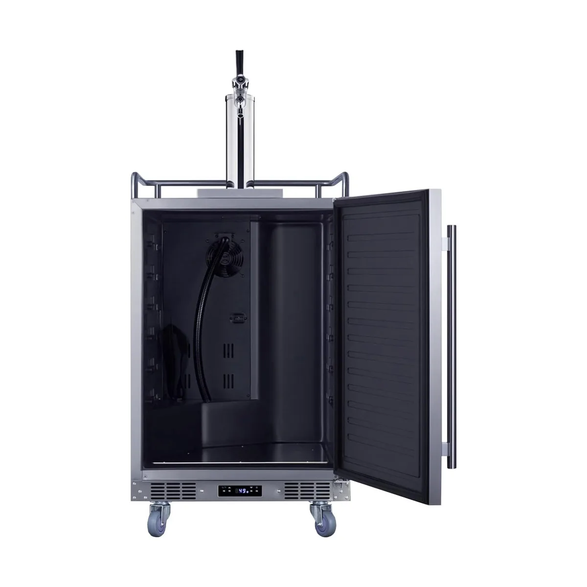 Summit BC74OSCOM 24" 5.6 Cu Ft 3‑Keg Draft Beer Cooler, SS Compressor, +34°‑+68°F, Defrost, Tap Kit