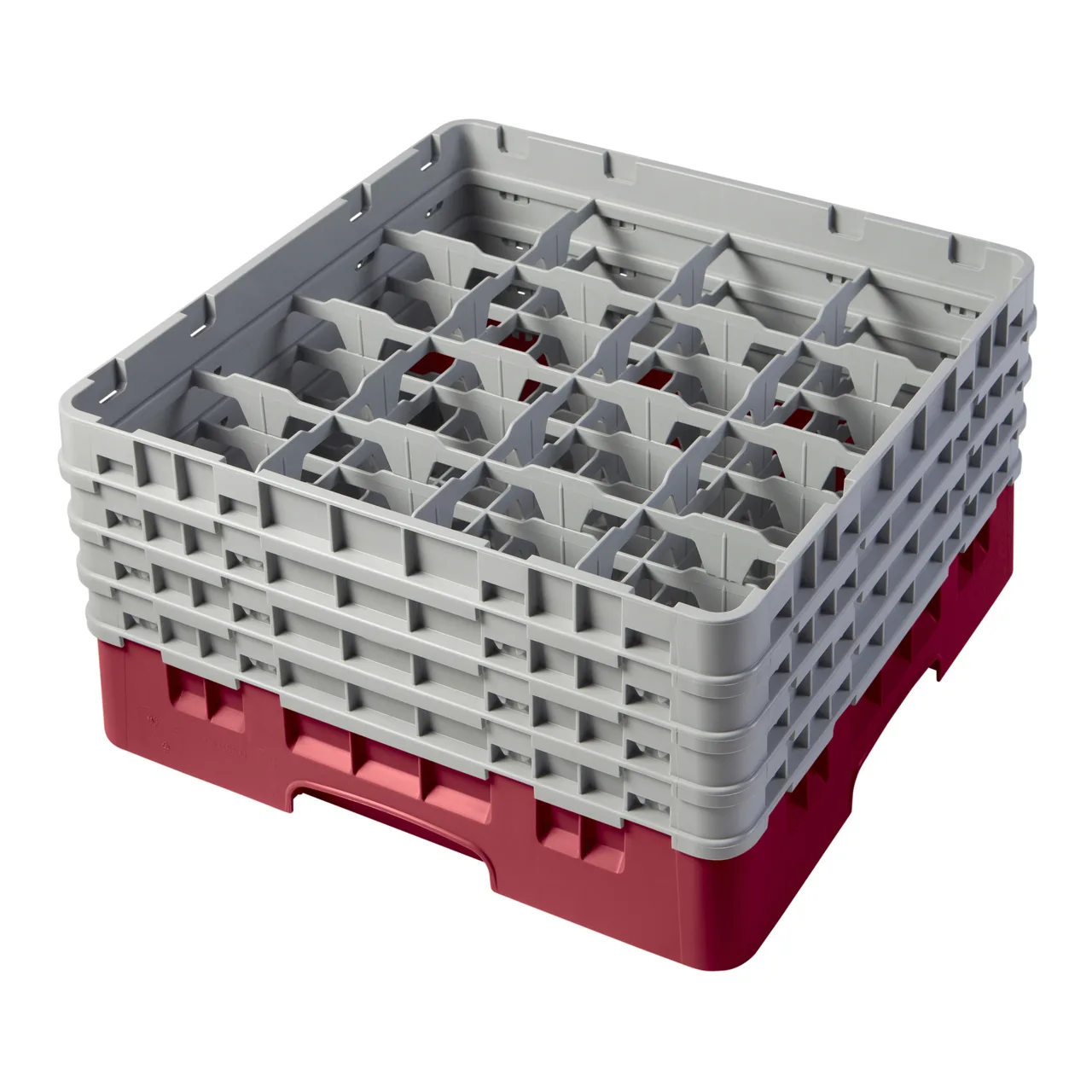Cambro 16S800416 Camrack Glass Rack, Full Size, 19-3/4 x 19-3/4, 16 Compartments, Cranberry Red, HACCP Compliant