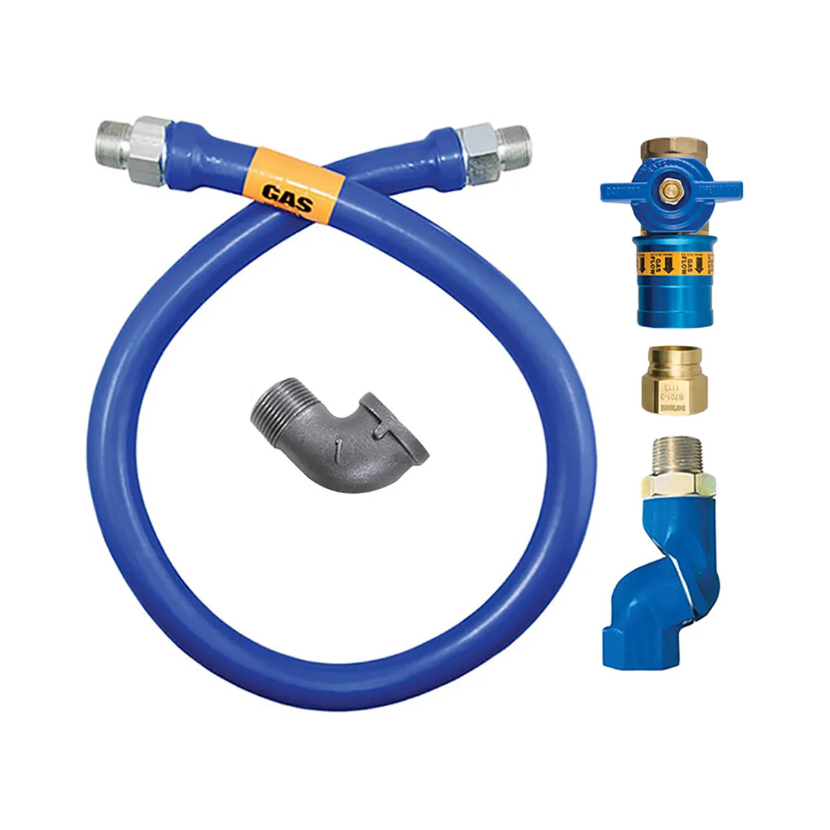 Dormont 16100BPCFS48 Safety Quik 48" Gas Connector Kit w/ Swivel MAX and Elbow, 1" Dia.