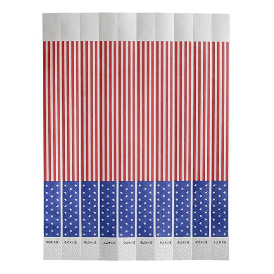 Winco WB-FLAG - Bar Maid Wristbands, 3/4"W x 9.5"L Tyvek, Numbered American Flag, 500/Pack
